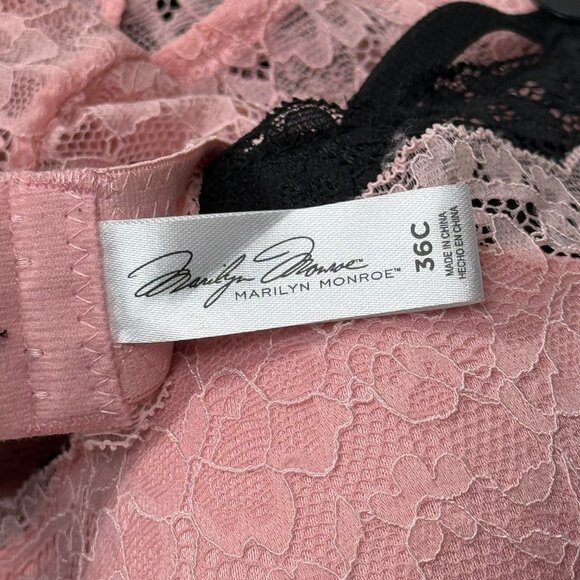 NWT Four Piece Marilyn Monroe Bra and Panties Mix and Match 36C Black Pink Heart - Picture 4 of 9